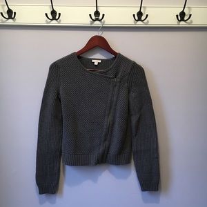Gap knit moto zip cardigan